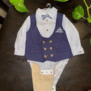 Kids Navy Blue Vest Outfit with Bow Tie